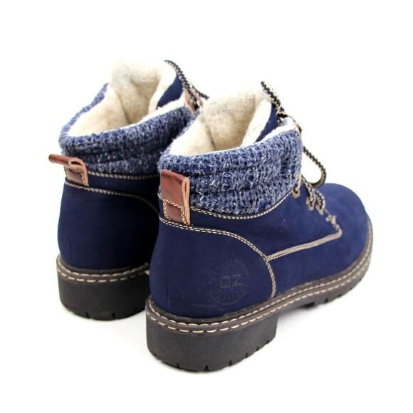 CAPA DE OZONO BLUE NUBUCK BROWN LEATHER LACE UP TEXTILE CUFF WINTER BOOTS 38/8 - Picture 4 of 10